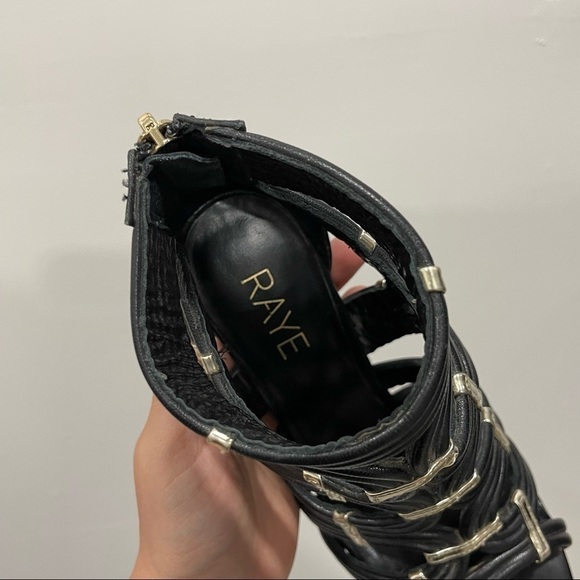 Raye Britt Heel Leather Strappy Sandal Size 38 Black - Picture 7 of 10